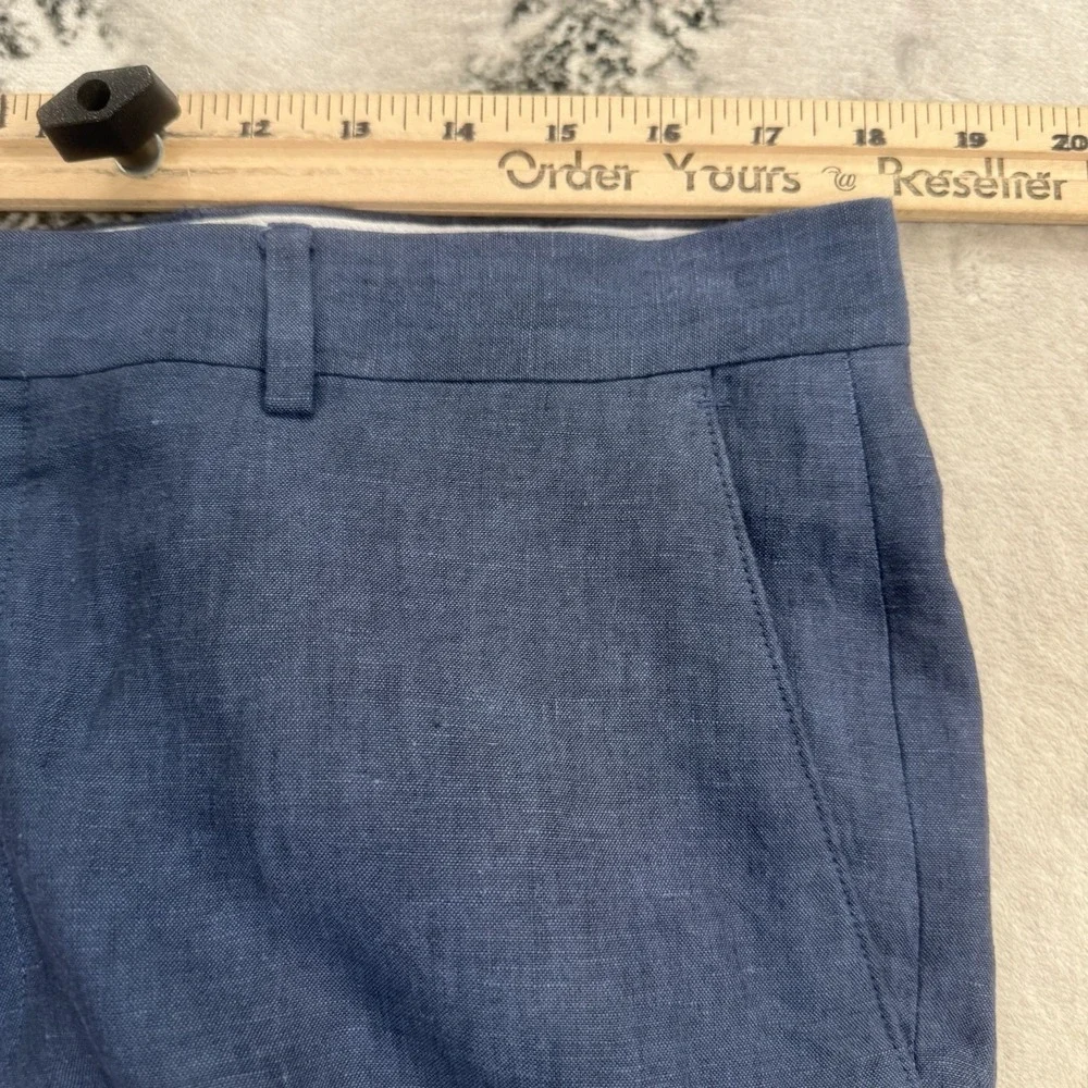 Joseph Abbound 100% Linen Dress Pants Mens Sz 36X30 Blue Flat Front Lightweight